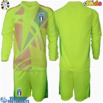 Italy Goalkeeper Replica Home Minikit Euro 2024 Long Sleeve (+ pants)